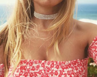 4列ダイヤモンドチョーカーラインストーンチョーカーラインストーンネックレスプロムジュエリーダイヤモンドチョーカーチョーカーネックレスジュエリーブライダルパーティーギフト