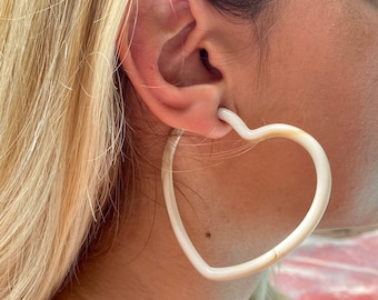 Marble Heart Earrings, Romantic Gift for her, Valentine's Day gift, heart shaped jewelry, heart shape hoop earrings, hoops for her