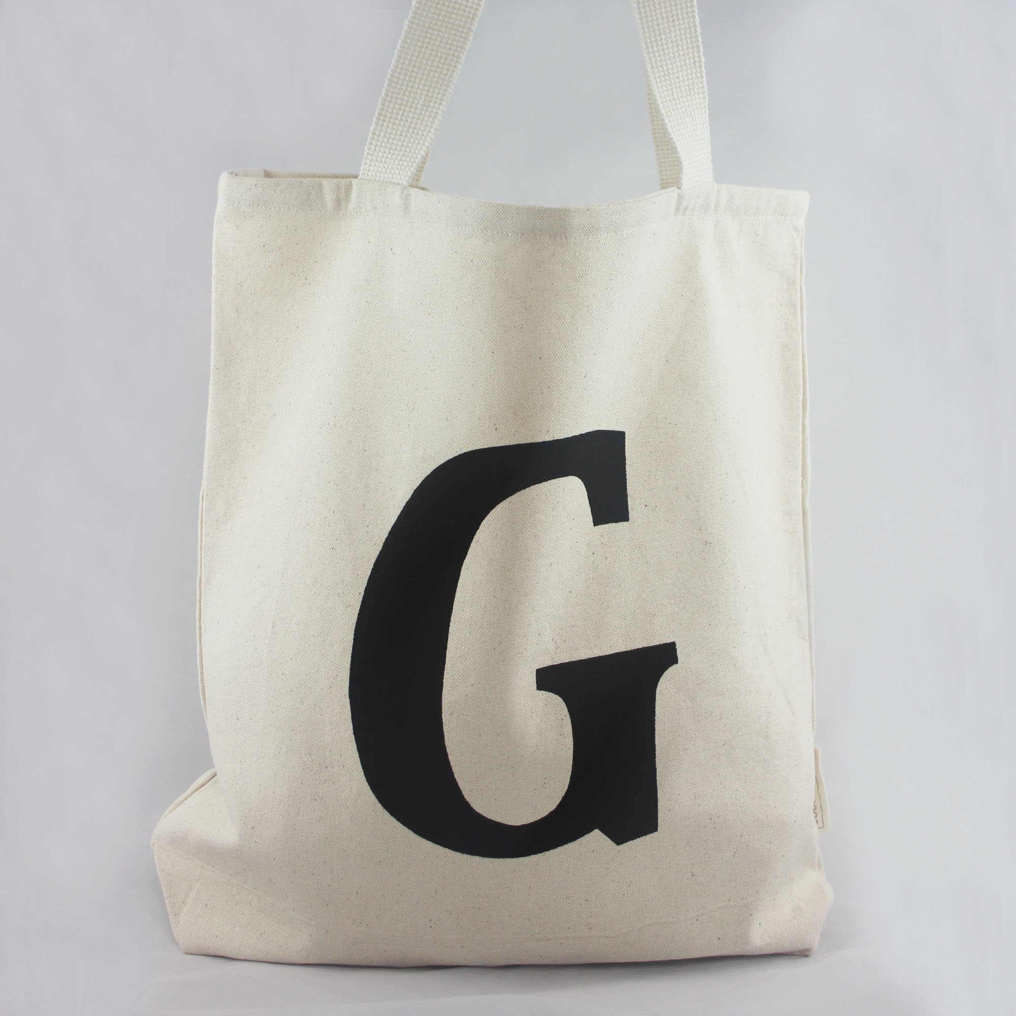 Initial letter canvas tote bag Etsy