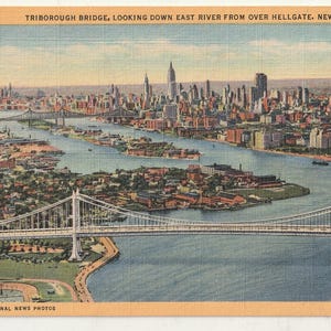NEW YORK CITY, Hell Gate Bridge, Triborough Bridge, Radio City Music Hall, Statue of Liberty  lot of 5 Vintage postcards Unused...(lot254)