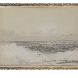 Muted Ocean Waves Vintage Painting | Vintage Oil Painting | Vintage Printable Art | Antique Painting | Original Artwork | Ocean Storm | Art