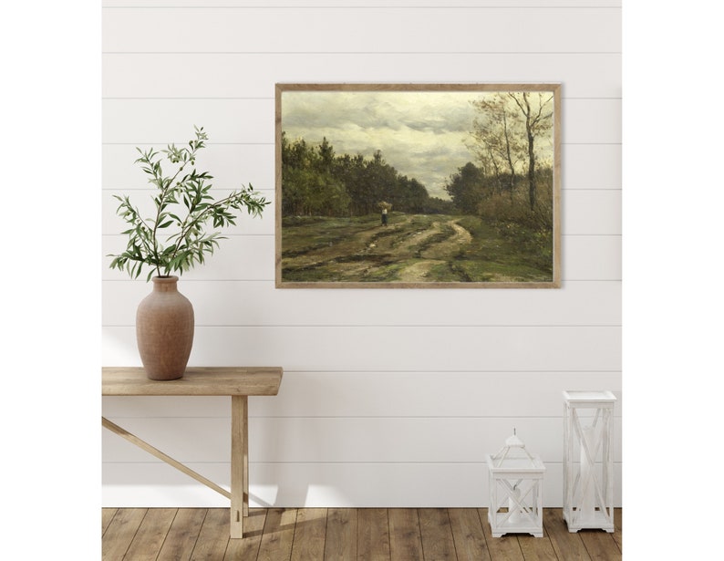 Printable Painting Landscape Painting Antique Artwork Vintage Art Printable Artwork Country Road Walk