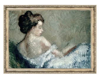 Lady Resting | Vintage Painting | Antique Painting | Portrait Painting of a Woman in a Dress | Gallery Wall Art | Portrait Art | Artwork