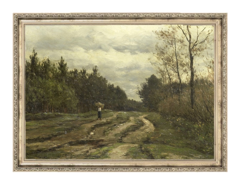 Printable Painting Landscape Painting Antique Artwork Vintage Art Printable Artwork Country Road Walk