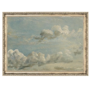 Summer Sky Clouds | Vintage Painting | Antique Wall Art | Cloudy Sky | Clouds Painting | Gallery Wall Art | Original Art