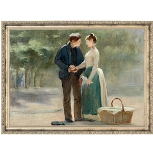 Picnic Date | Vintage Wall Art | Antique Painting | Portrait of Couple | Portrait Painting | Gallery Wall Art | Vintage Painting