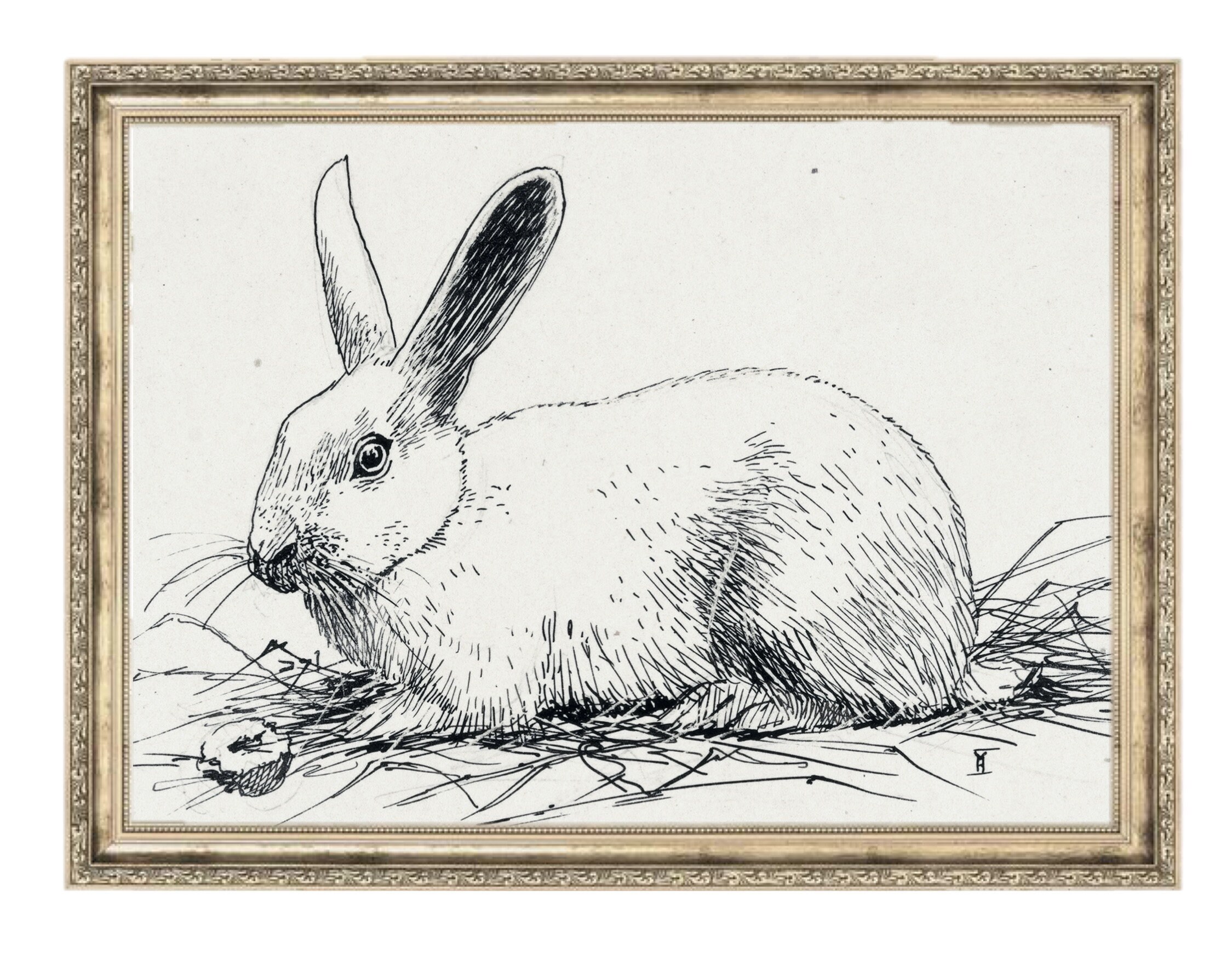 Bunny Vintage Painting Antique Art Vintage Art Prints | Etsy