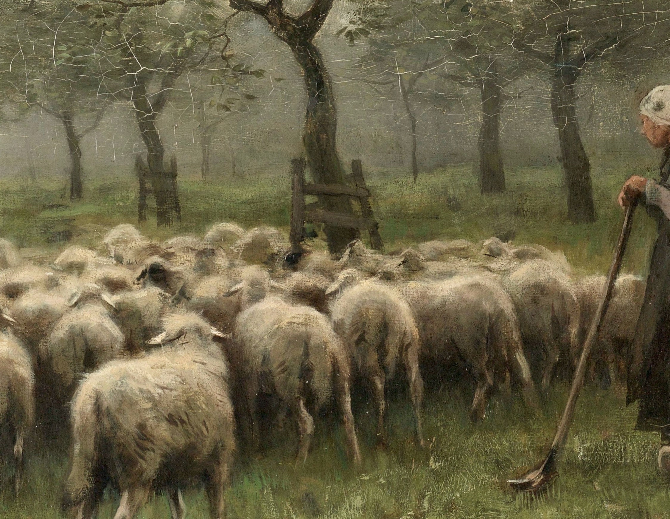 Herd of Sheep Vintage Painting Sheep Farmer Vintage Etsy