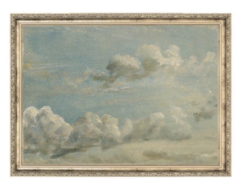 Summer Sky Clouds | Vintage Painting | Antique Wall Art | Cloudy Sky | Clouds Painting | Gallery Wall Art | Original Art