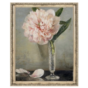 Peonía antigua / Arte de pared vintage / Impresión de la pared de la galería / Pintura de la vida quieta / Obra de arte de la pared imprimible