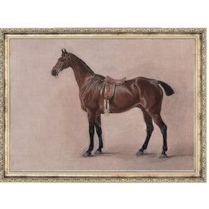 Saddled Horse | Vintage Print | Wall Art Original Painting | Horse Painting | Ranch Art | Vintage Art Prints