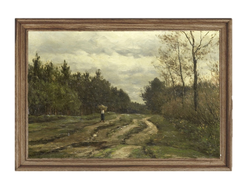 Printable Painting Landscape Painting Antique Artwork Vintage Art Printable Artwork Country Road Walk