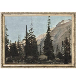 Rocky Pines | Mountain Landscape | Pine Trees Art | Vintage Art Prints | 30