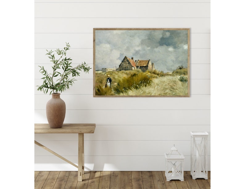 Gallery Wall Art Vintage Painting Ocean Antique Painting Landscape Painting Hilltop Cottage Vintage Wall Art Vintage Art Print