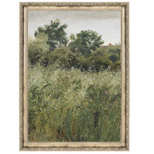 Farm Field | Vintage Wall Art | Antique Painting | Field of Oats | Grass Pasture | Homestead | Vintage Painting | Antique Art