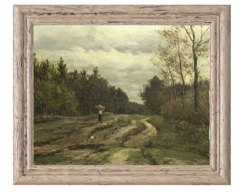 Printable Painting Landscape Painting Antique Artwork Vintage Art Printable Artwork Country Road Walk
