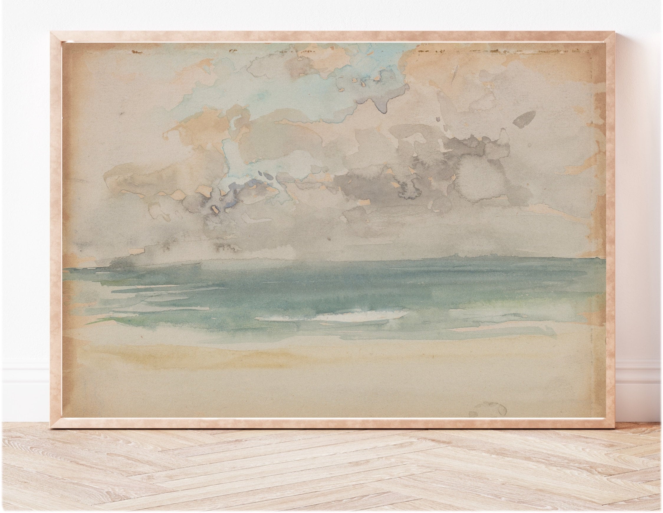 The Ocean Vintage Painting Printable Wall Art Landscape | Etsy