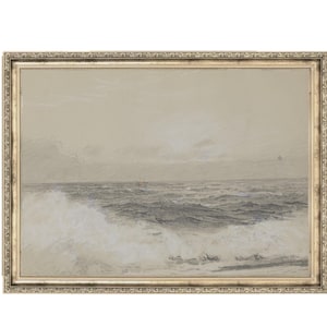 Muted Ocean Waves Vintage Painting | Vintage Oil Painting | Vintage Printable Art | Antique Painting | Original Artwork | Ocean Storm | Art
