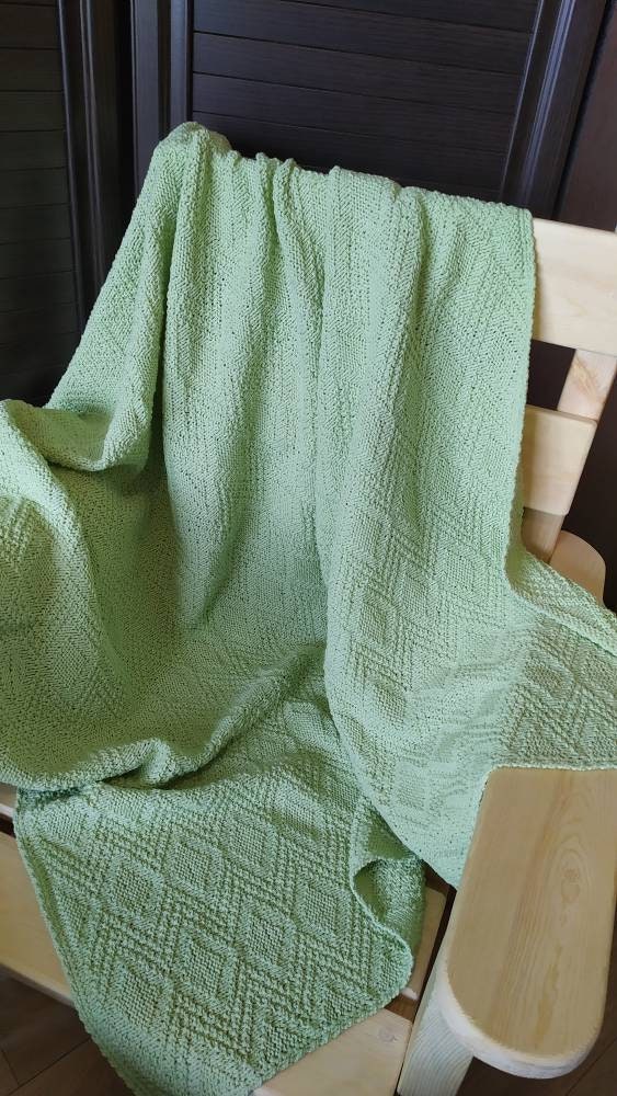 Stricken BabyDecke hellgrün Decke für Kinderwagen ...