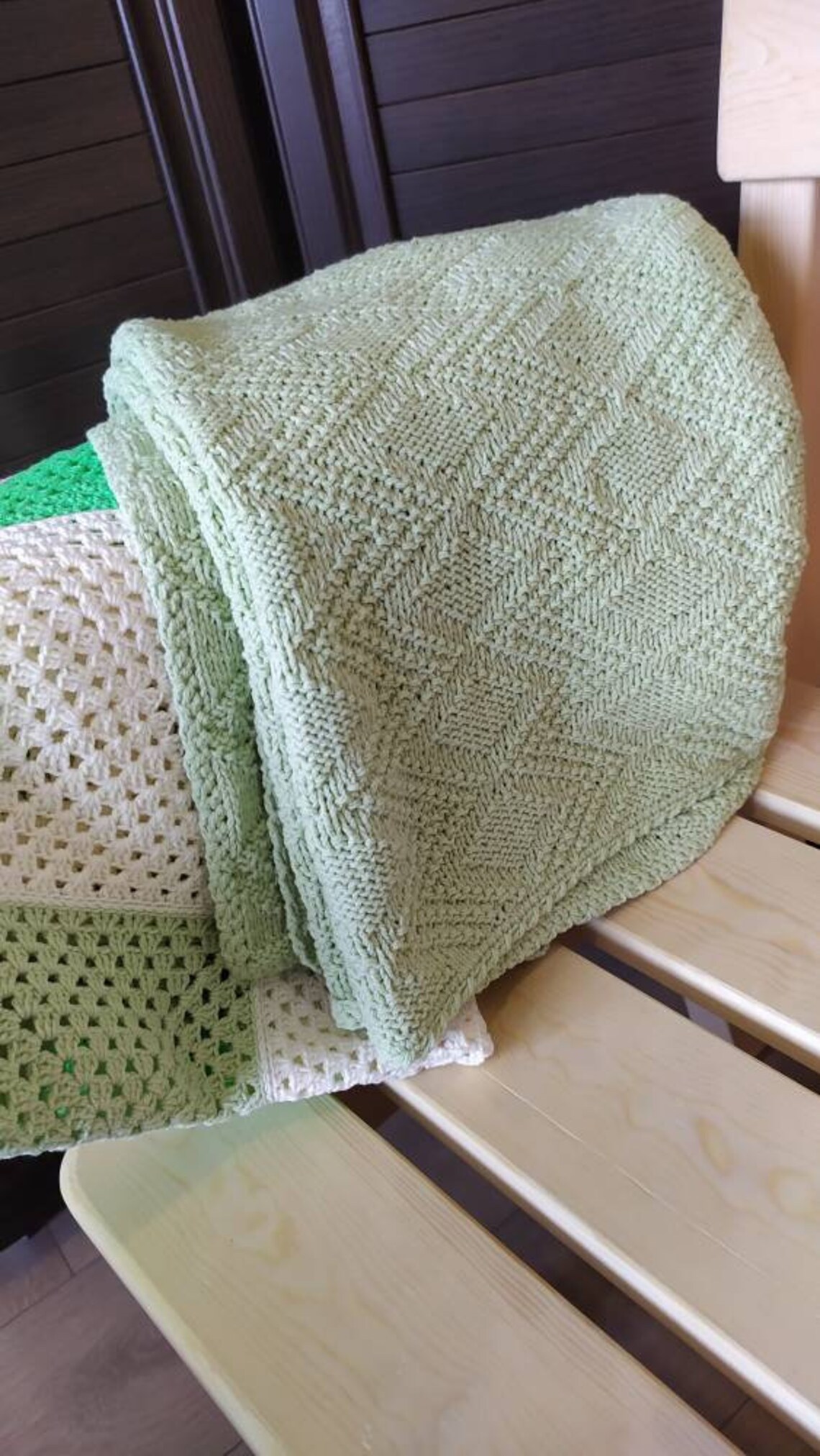 Strick babydecke hellgrün Decke für Kinderwagen Baumwolle Etsy