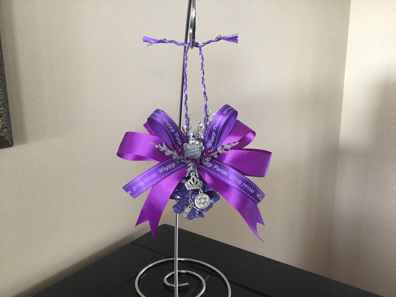 Chag Sameach Star of David charm Mishloach Manot Purim Gift Grager Charm Purple Purim Ribbon Ornament Purim Decor Judaica Charms