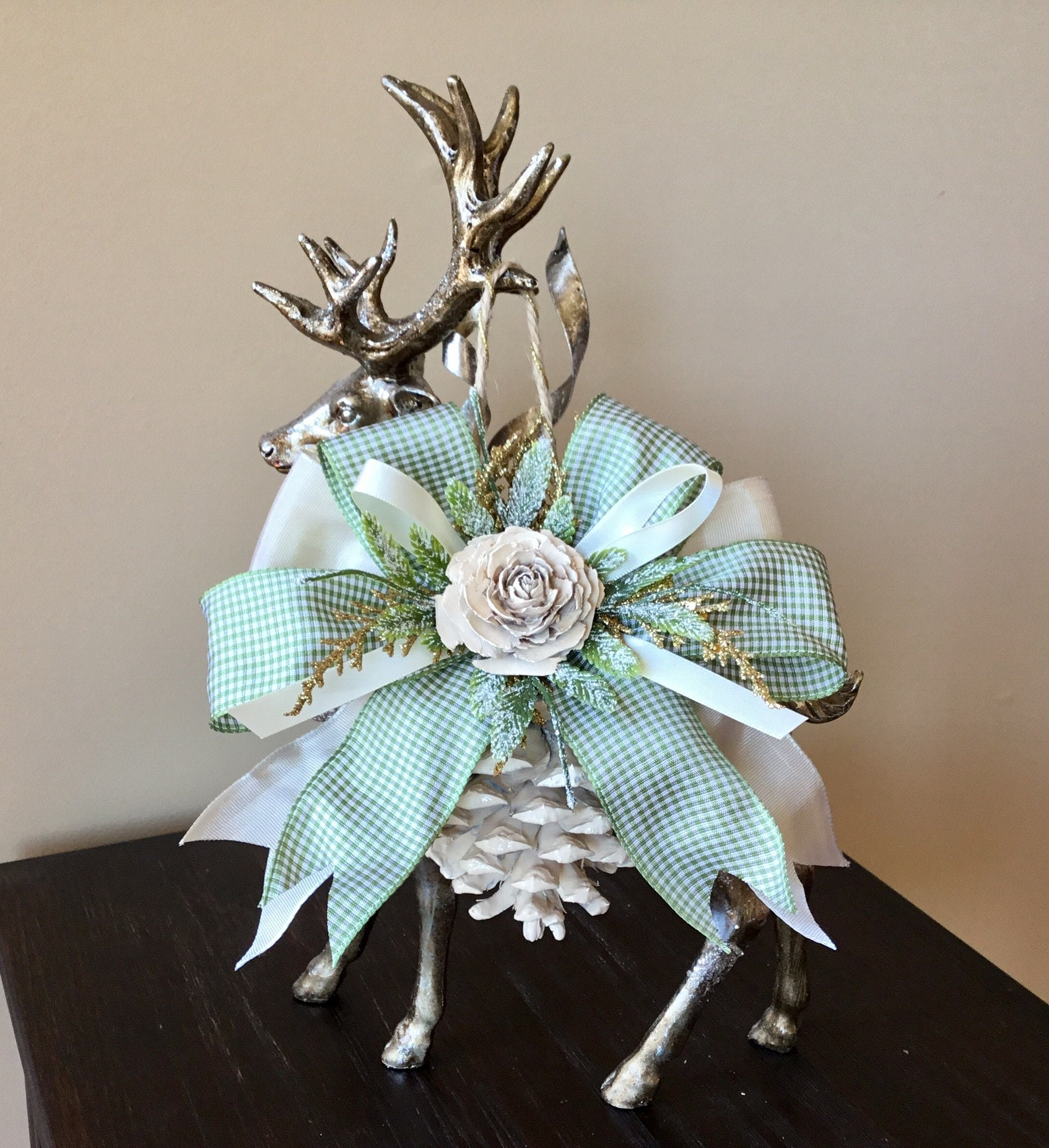 Sage Green And Ivory Christmas Pinecone Gift Ornament Ivory Etsy