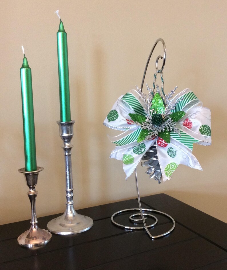Christmas Gift Ornament Silver Pinecone Christmas Ornament Green And Silver Christmas Tree Ornament Silver And Green Christmas Ornament