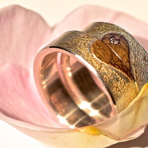 Wedding rings handmade rose gold silver with heart MI CORAZON image 3