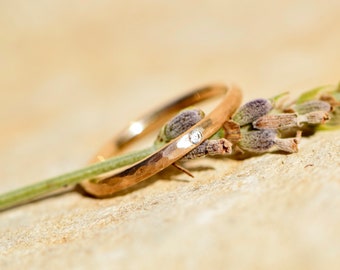 Engagement ring gold diamond I Engagement ring rose gold I Stacking ring