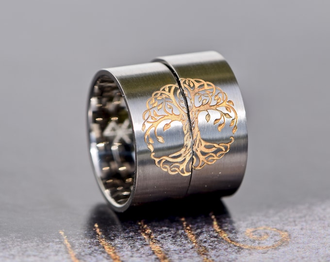 Palladium wedding rings with TREE OF LIFE