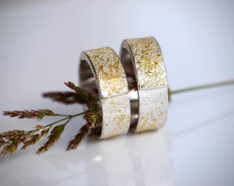 Eheringe aus Silber & Gold, Partnerringe günstig, ausgefallen, handgemacht, Verlobungsringe, Paarpreis,  aus der Kollektion *STARDUST*
