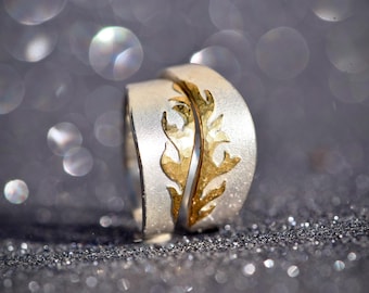 Wedding rings made of silver with gold TWINFLAMES