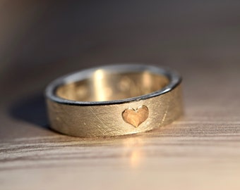 Valentine's Day Gift I Silver Ring with Rose Gold Heart