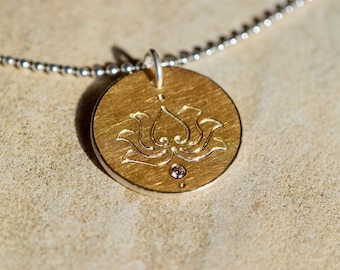 Lotus necklace I necklace with diamond I rose gold