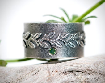 Black Silver Ring with Diamond I Gift for Woman