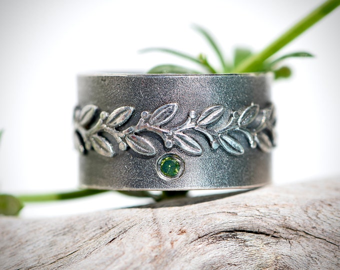 Black Silver Ring with Diamond I Gift for Woman