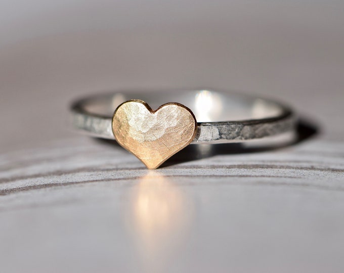Gift for Mother's Day I Silver ring with heart of gold I handmade