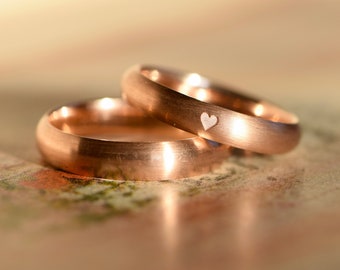 Wedding rings made of red gold I heart ring I couple rings