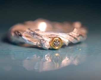 Engagement ring silver unusual and handmade as special couple rings TRISTAN AND ISOLDE