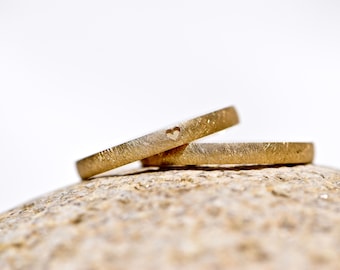 Wedding rings gold narrow, simple, noble and handmade by the goldsmith