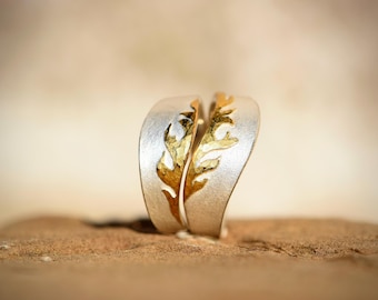 Handcrafted Wedding Rings Silver and 22K Yellow Gold Exclusive Atelier Bridal Bands Twinflames