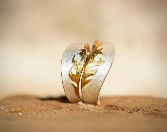 Handcrafted Wedding Rings Silver and 22K Yellow Gold Exclusive Atelier Bridal Bands Twinflames