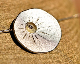 Sun necklace I pendant with diamond I chain with diamond I sustainable jewelry