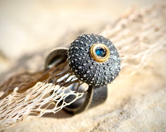 Diamond ring ladies made of silver blackened as a special gift for woman