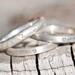 Hammered silver engagement ring with heart image 5