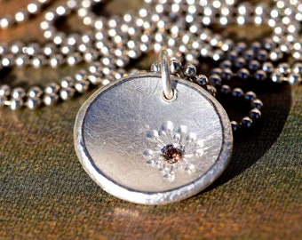 Pendant Silver Diamond Dandelion WISH