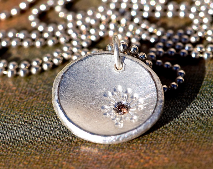 Pendant Silver Diamond Dandelion WISH
