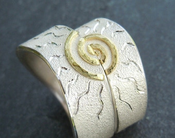 Wedding rings handmade with symbol made of gold