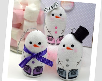 DIGITAL PATTERN, Snowman Dual Decoration ITH Embroidery Design