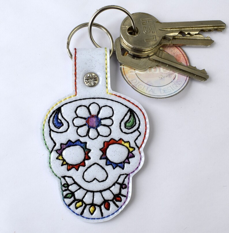 Sugar Skull Key Fob 4x4 hoop DIGITAL PATTERN